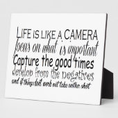 Das Leben ist wie eine Kamera Fotoplatte (Seite)