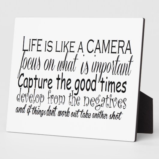 Das Leben ist wie eine Kamera Fotoplatte (Seite)