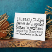 Das Leben ist wie eine Kamera Fotoplatte (Seite)