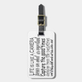 Das Leben ist wie eine Kamera Gepäckanhänger (Vorderseite vertikal)