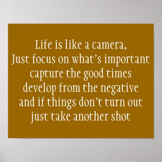 Das Leben ist wie eine Kamera Poster (Vorne)