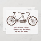 "Das Leben ist wie Fahrrad fahren.." Ankündigungspostkarte (Vorne/Hinten)