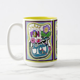 Das Leben ist zu kurz, Spaß haben! Whimsical Joy Zweifarbige Tasse