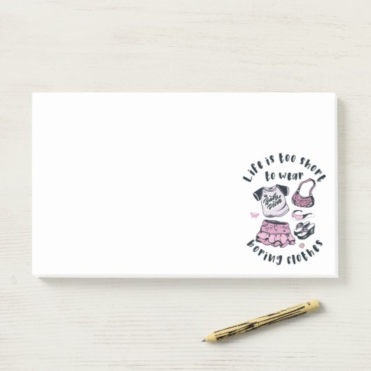 Das Leben ist zu kurz, um langweilige Kleidung zu Post-it Klebezettel (Auf Schreibtisch)