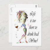 Das Leben ist zu kurz, um schlechten Wein zu trink Postkarte (Vorne/Hinten)