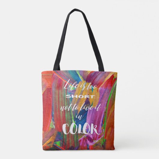 Das Leben ist zu kurzes buntes abstraktes modernes Tasche (Rückseite)