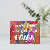 Das Leben ist zu Kurzes Farbangebot Modernes Abstr Postkarte (Stehend Vorderseite)