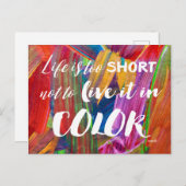 Das Leben ist zu Kurzes Farbangebot Modernes Abstr Postkarte (Vorne/Hinten)