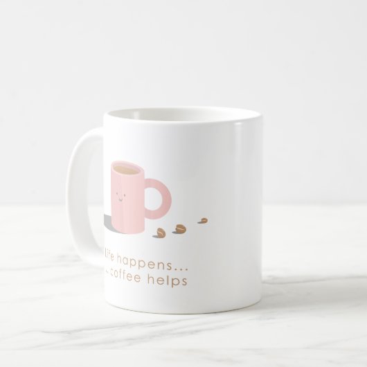 Das Leben kommt aus dem Coffe Kaffeetasse (Vorderseite Links)