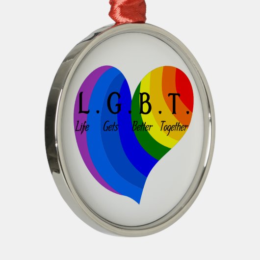 Das Leben kommt besseren LGBT Stolz zusammen Silbernes Ornament (Rechts)