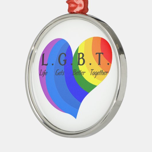 Das Leben kommt besseren LGBT Stolz zusammen Silbernes Ornament (Links)
