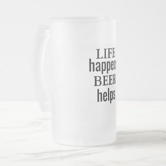 Das Leben kommt durch Bier und Mattierte Tasse aus (Vorderseite Links)