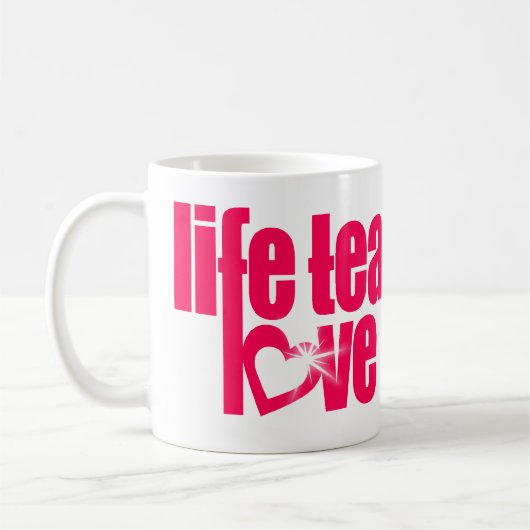 "Das Leben lehrt Liebe enthüllt" rote Slogan-Tasse Kaffeetasse (Links)