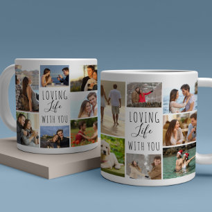 Das Leben mit dir lieben 14 Foto-Collage Weiß Kaffeetasse