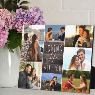 Das Leben mit dir lieben 7 Foto-Collage   Holz Fotoplatte
