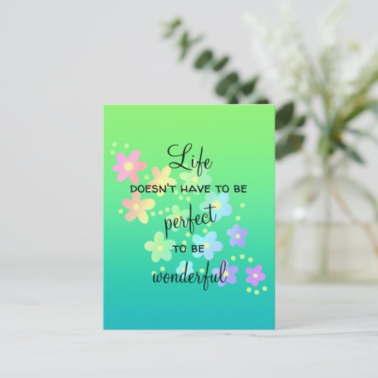 Das Leben muss nicht perfekt Rainbow Postkarte sei (Stehend Vorderseite)