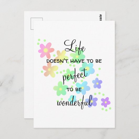 Das Leben muss nicht perfekt Rainbow Postkarte sei (Vorne/Hinten)