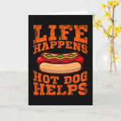 DAS LEBEN PASSIERT, DASS DER HUNDHUND beim Eating  Karte (Gelbe Blume)