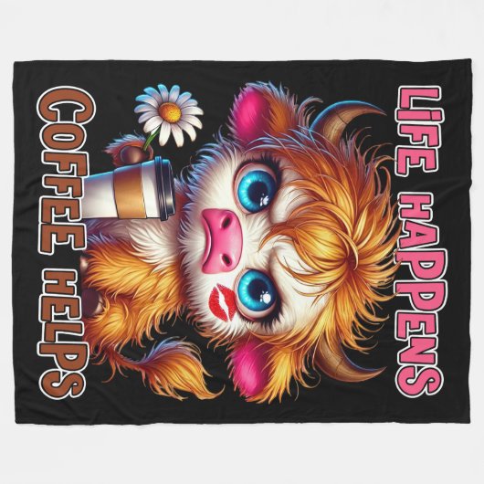 Das Leben passiert, Kaffee hilft Fleecedecke (Vorderseite (Horizontal))