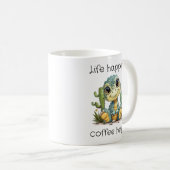 Das Leben passiert Kaffee hilft Funny Mug Dinosaur Kaffeetasse (VorderseiteRechts)