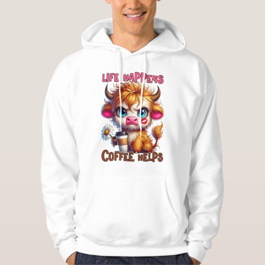 Das Leben passiert, Kaffee hilft Hoodie (Vorderseite)