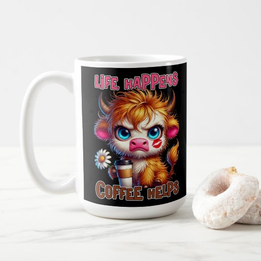 Das Leben passiert, Kaffee hilft Kaffeetasse (Mit Donut)