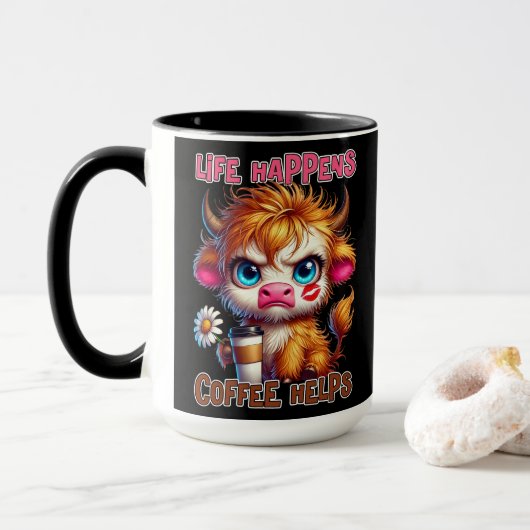 Das Leben passiert, Kaffee hilft  Tasse (Mit Donut)