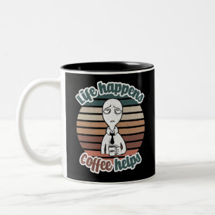 Das Leben passiert mit Kaffee hilft Das beste Kaff Zweifarbige Tasse