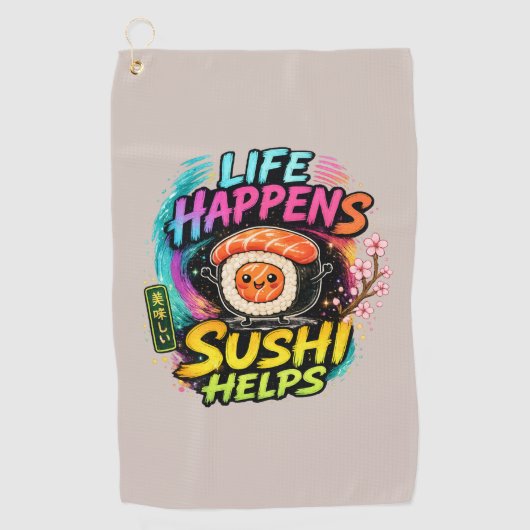 Das Leben passiert, Sushi hilft Golfhandtuch (Vorderseite)