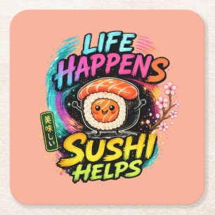 Das Leben passiert, Sushi hilft Rechteckiger Pappuntersetzer