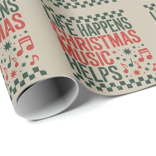 Das Leben passiert Weihnachtsmusik hilft Funny Ret Geschenkpapier (Rolleneckpunkt)
