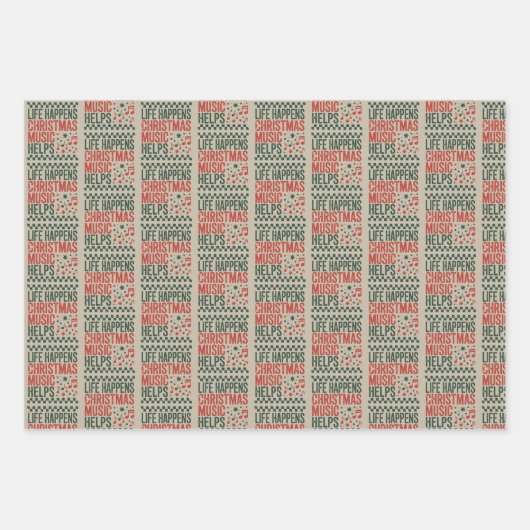 Das Leben passiert Weihnachtsmusik hilft Funny Ret Geschenkpapier Set (Vorderseite)