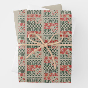 Das Leben passiert Weihnachtsmusik hilft Lustig Re Geschenkpapier Set