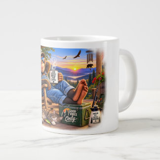 Das Leben schmeckt besser mit Kaffee – Entspanntes Jumbo-Tasse