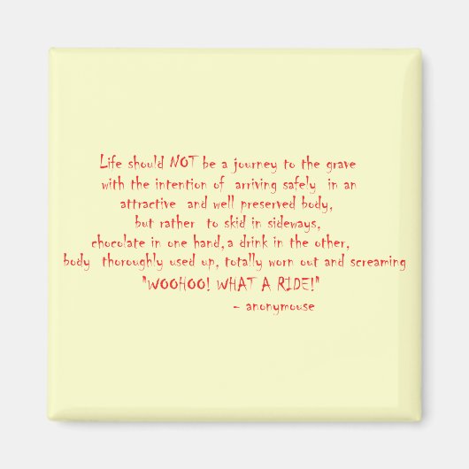 Das Leben sollte keine Reise sein Magnet (Vorne)