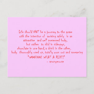 Das Leben sollte keine Reise sein Postkarte