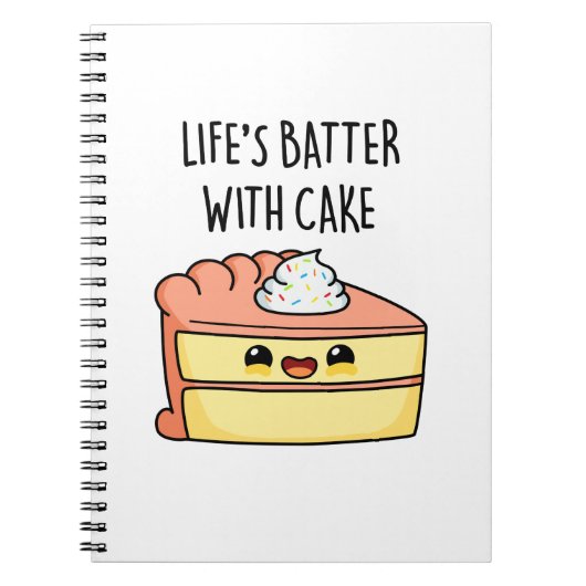 Das Leben spielt mit dem Kuchen-Funny-Cake Pun Notizblock (Vorderseite)