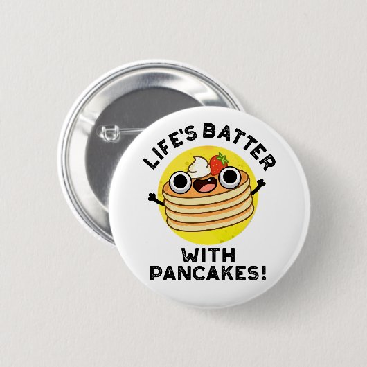 Das Leben spielt mit Pancakes Funny Food Pun Button (Vorne & Hinten)