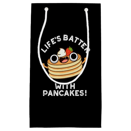 Das Leben spielt mit Pancakes Funny Food Pun Dark Kleine Geschenktüte (Vorderseite)
