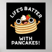 Das Leben spielt mit Pancakes Funny Food Pun Dark Poster (Vorne)
