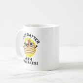 Das Leben spielt mit Pancakes Funny Food Pun Kaffeetasse (Vorderseite Links)