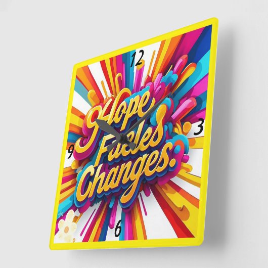 "Das Leben verändern" Quadratische Wanduhr (Winkel)