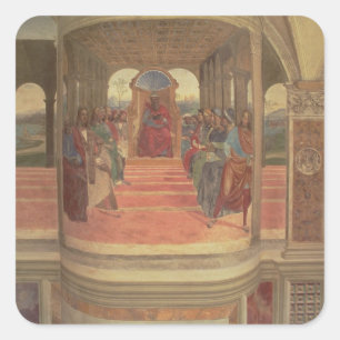Das Leben von St. Benedict (Fresko) (Detail) Quadratischer Aufkleber