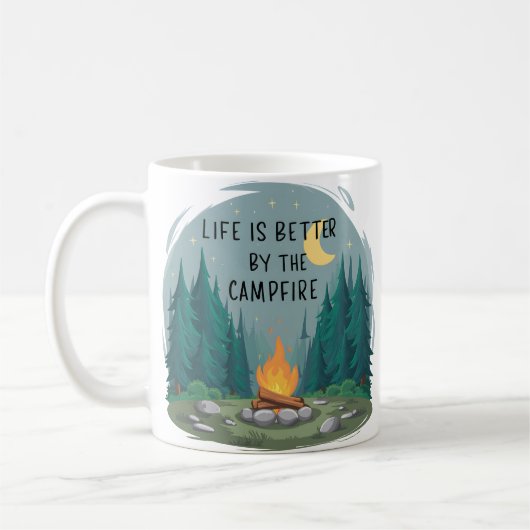 Das Leben wird besser durch das Campfire-Camping Kaffeetasse (Links)