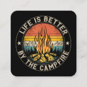 Das Leben wird besser durch das Campfire-Camping Quadratische Visitenkarte (Vorderseite)