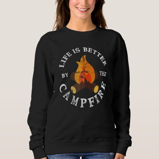 Das Leben wird besser durch den Campfeuer-Camping- Sweatshirt (Vorderseite)