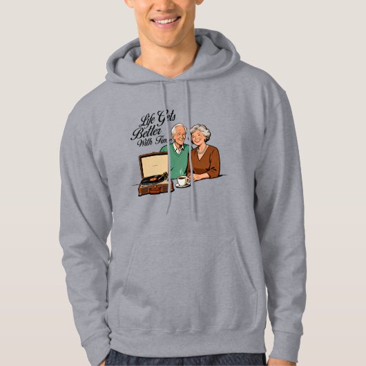 Das Leben wird mit der Zeit besser Retro älteres P Hoodie (Vorderseite)