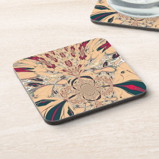 Das lebendige afrikanische Kaleidoskop: Ein Peachy Getränkeuntersetzer (Linke Seite)