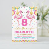Das lebendige Flamingo Tropical Birthday Pool Part Einladung (Stehend Vorderseite)