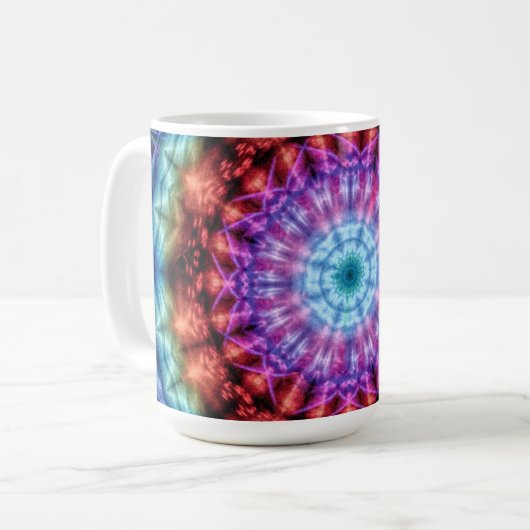 Das lebendige Kaleidoskop Mandala Kunst und Kultur Kaffeetasse (Vorderseite Links)